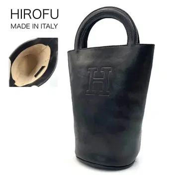 [컨디션 최상] HIROFU 히로후 토트 핸드백 버킷형 가죽 블랙 계열