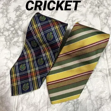 CRICKET 크리켓 엠블럼 체크 스트라이프 넥타이 2개