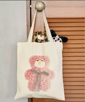 mojojojo 리본 포함 토트백 핑크 베어