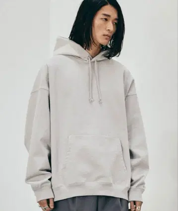WYWLIDNM 그레이 오버 사이즈 후드 부착 후드티