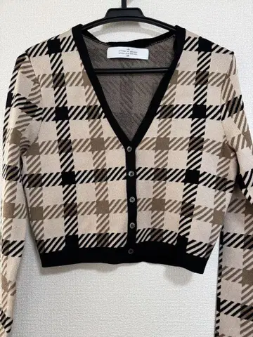rokh h&m 체크 무늬 크롭 니트 긴팔