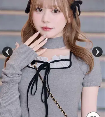 미셸 마카롱 초커 니트탑 그레이 F 사이즈