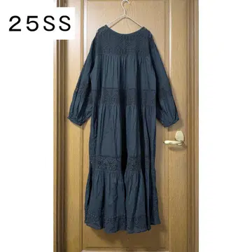 25SS Spick & Span HYU 레이스 개더 원피스 블랙