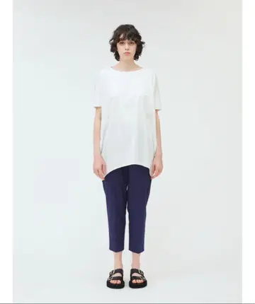 mizuiro ind 센터 프레스 팬츠 블루