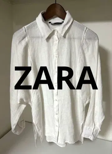 ZARA 화이트 린넨 긴팔 셔츠 XS