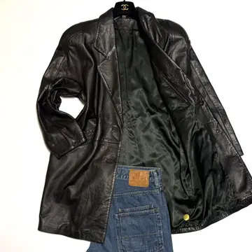 홍콩제 가죽 코트 가죽 자켓 가죽 점퍼 골드 버튼 양가죽 블랙