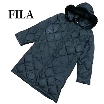 [ FILA ] 여성용 아우터 다운 코트 블랙 롱 귀여운