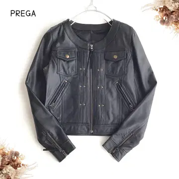 @ [ M ] PREGA  노카라 가죽 자켓 양가죽 블랙