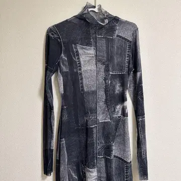 ZARA 메쉬 데님풍 프린트 긴팔 롱 원피스 여성용 M 사이즈