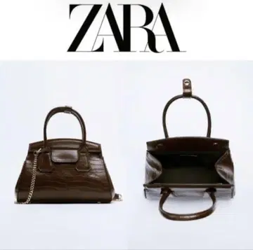 ZARA 다크 브라운 백 악어 엠보싱 고급 디자인 미사용 새상품