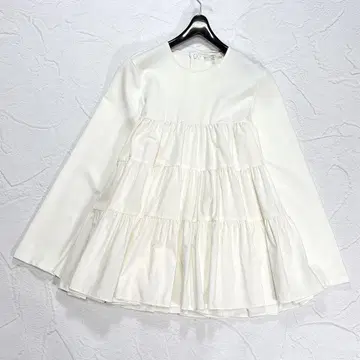 새상품급 yori 요리 도킹 티어드 블라우스 38 이소재 절개 리본