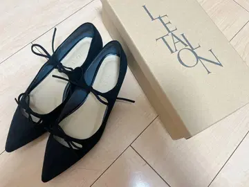 LE TALON 루탈론 W 리본 포함 블랙 플랫슈즈 23.5cm