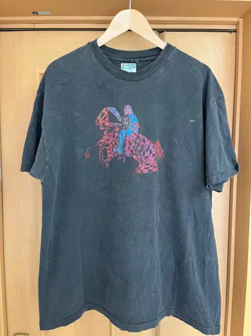 90s hanes XL 스미 블랙 빈티지 블랙 기사 티셔츠 헤인즈