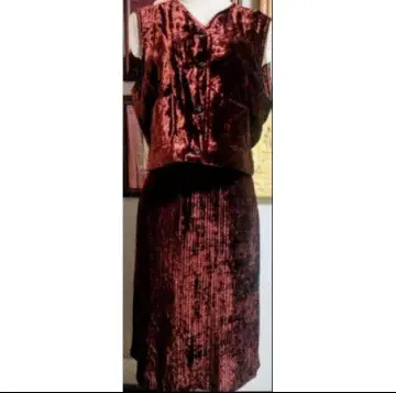 미사용 새상품 SEVENTY 셋업 베스트 미디 스커트 벨벳