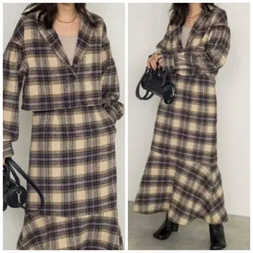 컨디션 최상 w closet 더블 클로젯 기모 체크 셋업