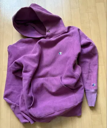 90s Champion 리버스 위브 후디 눈 모양 퍼플 바디 M