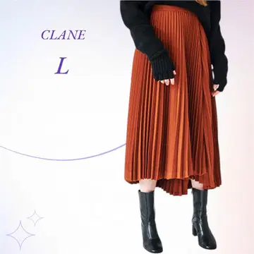 CLANE 클라네 / 비대칭 플리츠 스커트 브라운 L 사이즈