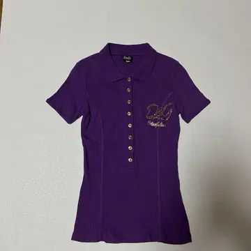 성숙/러블리 퍼플 컬러 [ D&G ] 골드 버튼 디자인 피케 셔츠