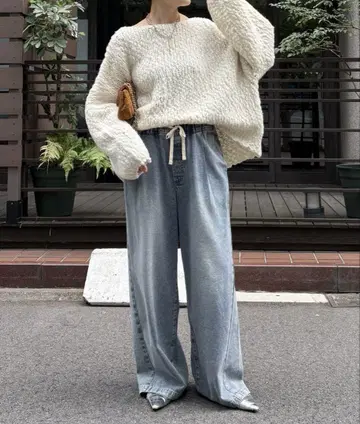[ DouDou ] 데님 와이드 이지 팬츠