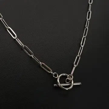 실버 체인 목걸이 토글 심플 롱