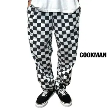 COOKMAN 셰프 팬츠 체커 이지 팬츠 워크 와이드 팬츠