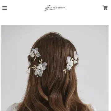 SWEET RIBBON 꽃 모티브 헤어핀 화이트 골드