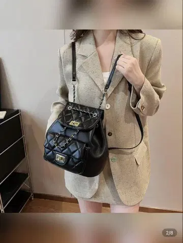블랙 퀼팅 백팩