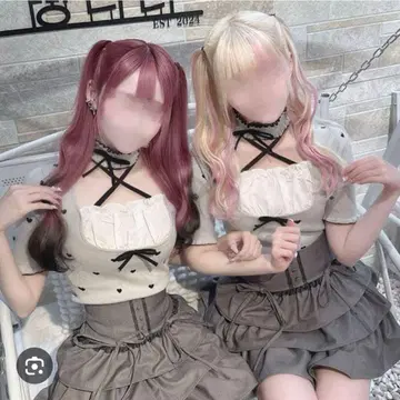 허니뮤우 Luv 초커 포함 상의 그레이