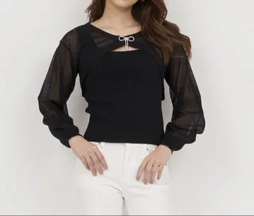 반짝이는 리본 브로치 포함 시어 볼레로 앙상블