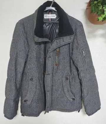 헤링본 무늬 다운 자켓 그레이