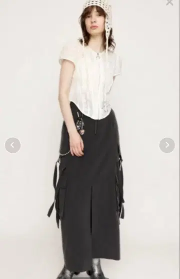 SLY 지퍼 카고 스커트 그레이 롱