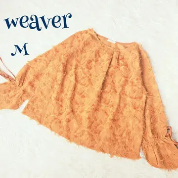 빈티지 벨 슬리브 프린지 자카드 블라우스 M 디자인성 브라운