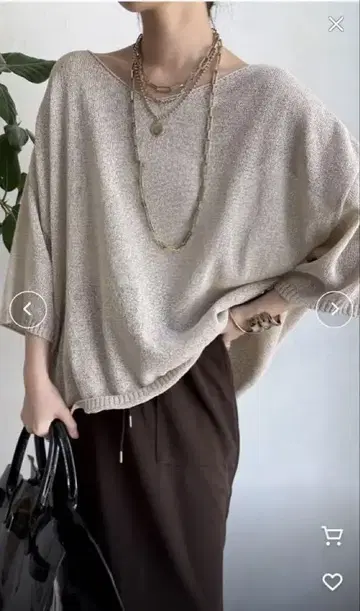 DOUDOU 페이퍼얀 전후 2WAY 판초 니트 베이지