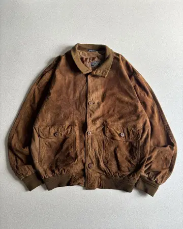 80s EURO Suede Jacket leather 숏기장 블루종