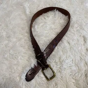 45R 브라운 가죽 벨트 브래스 버클