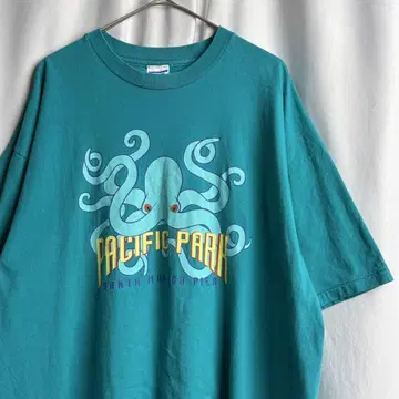 USA제 90s PACIFIC PARK 문어 프린트 T셔츠
