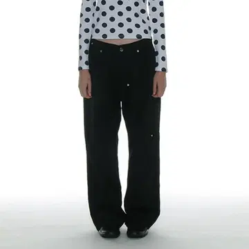 PARTIMENTO WOMAN 블랙 와이드 팬츠