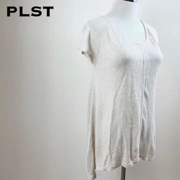 PLST 플라스테 사이드 헴 티셔츠 베이지 반팔 체형 커버 사이즈 2