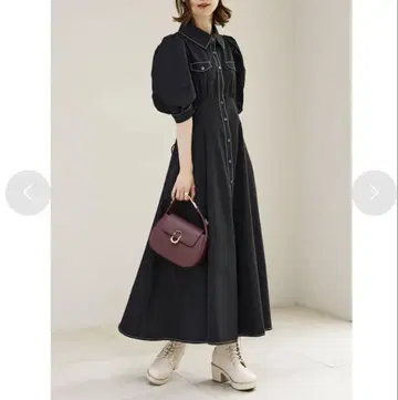 MAJESTIC LEGON 백 레이스업 셔츠 원피스 블랙 XS