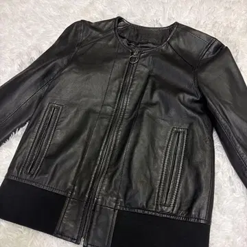 JTPLEATHER 가죽 자켓 양가죽 블랙 노카라 자켓 블랙