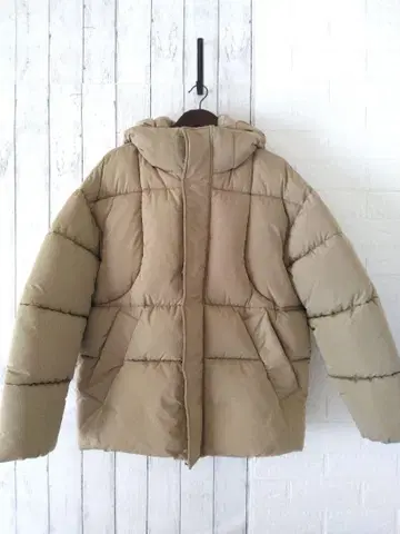 자라 다운 자켓 베이지 후드 오버 사이즈 ZARA