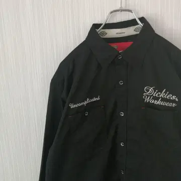 디키즈 워크 셔츠 긴팔 블랙 Regular Fit