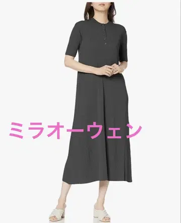 Mila Owen 헨리넥 리브 니트 원피스 그레이 반팔 0 사이즈