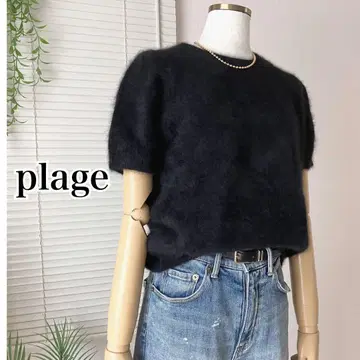 [ 2023AW ] plage 캐시미어 믹스 퍼 반팔 풀오버 퍼 니트