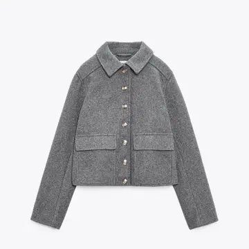 ZARA 그레이 골드 버튼 소프트 자켓