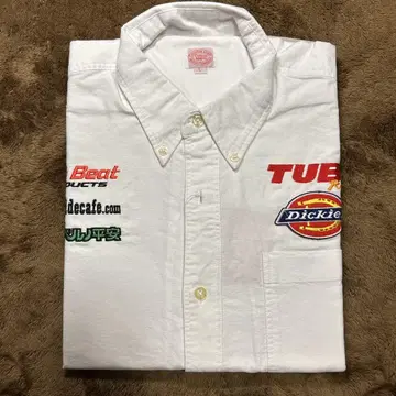 Dickies 자수 로고 화이트 워크 셔츠