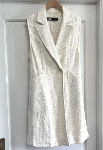 ZARA 자라 버즈아이 트위드 베스트 화이트 S 새상품급