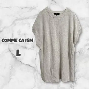 COMME CA ISM 그레이 리브 반팔 니트 ( L ) 무지 썸머 니트