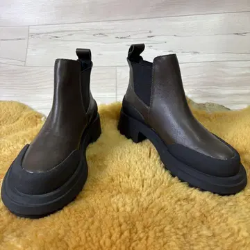 [ ZARA ] 자라 사이드 고어 통굽 부츠 브라운 37 23.5cm