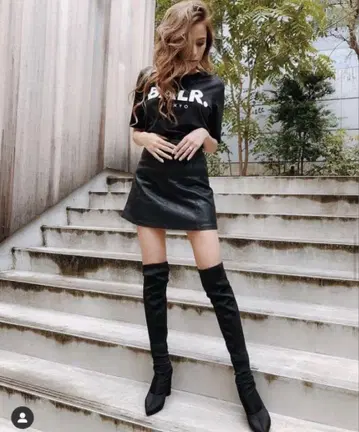 ANELATOKYO 하이웨스트 인조 가죽 스커트 아네라토쿄